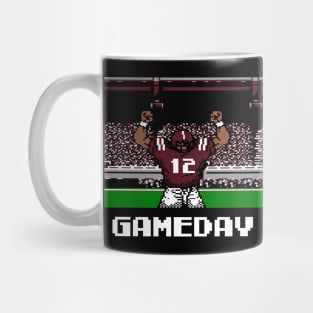 Maroon and White Gameday Retro 8 Bit Linebacker Mug